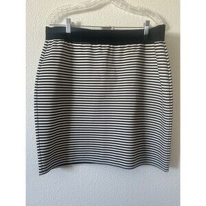 Loft Comensal  Pencil Skirt Striped Beige and Black Large Elastic Waist Y2K 90’s